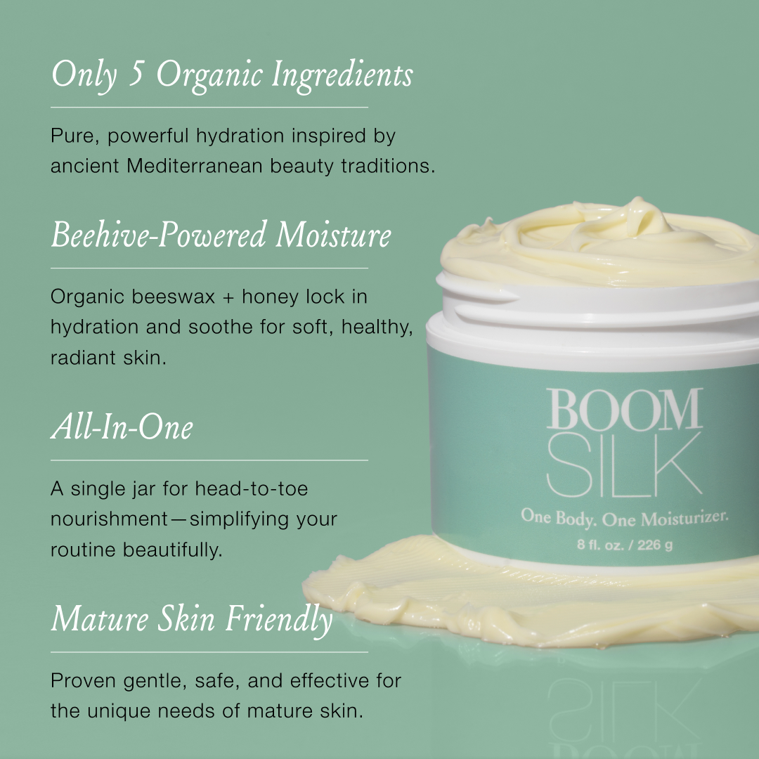 Boomsilk® Face Moisturizer Cream 8 oz | Rejuvenating Face Lotion, For Mature Skin, Olive Oil, Beeswax & Honey, Hydrating Body Lotion for Women